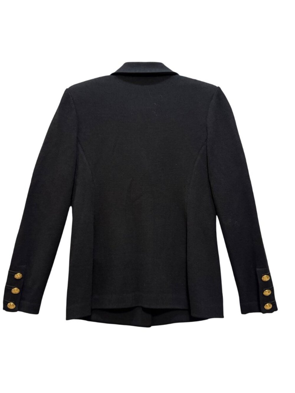 Vintage St John Knit Blazer Size 2 Black Gold Crested Buttons Old Money Nautical - Picture 3 of 14